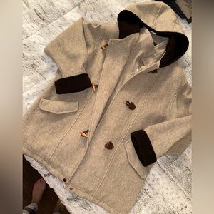 EUC Vintage Herman Kay Wool Bib Jacket Barn Jacket Winter Coat in Beige Tan